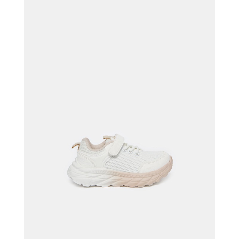 Girls White Textured Velcro Trainer