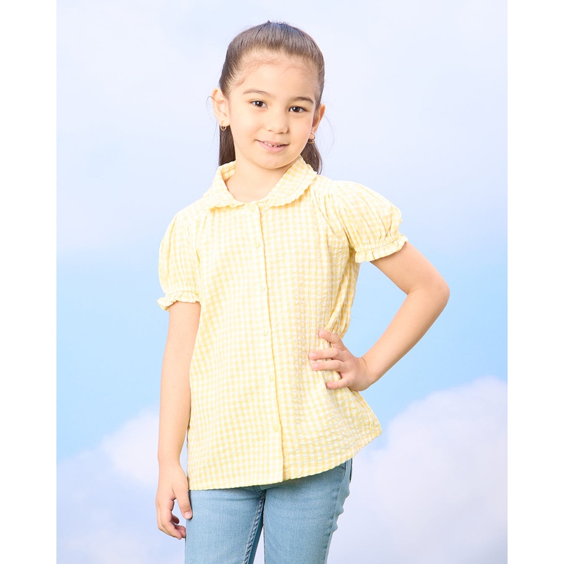 Girls Yellow Checkered Blouse|2-3 Years|3-4 Years|4-5 Years|5-6 Years|6-7 Years|7-8 Years