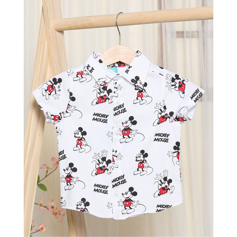Infant Boys Cream Mickey Mouse Print Shirt