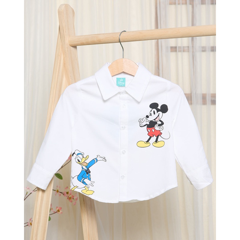 Infant Boys White Mickey Mouse Print Shirt