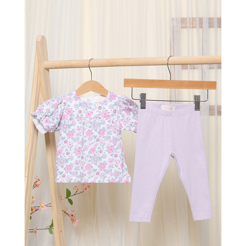 Infant Girls Lilac Floral Top And Leggings Set (2 Piece)
