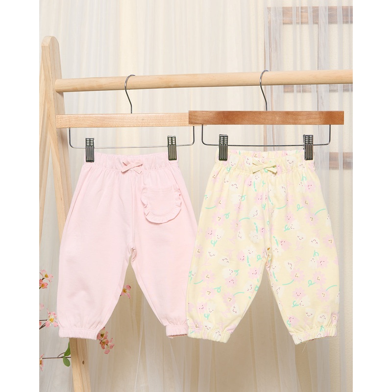 Infant Girls Pink And Yellow Joggers Set (2 Piece)