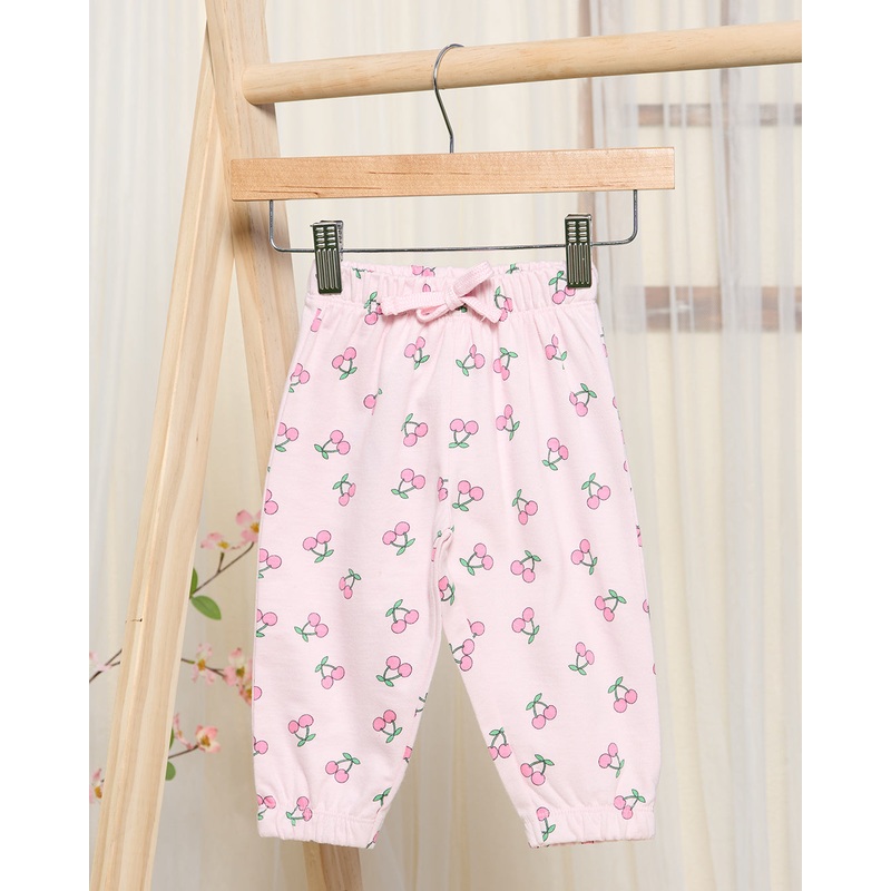 Infant Girls Pink Cherry Print Jogger Pants