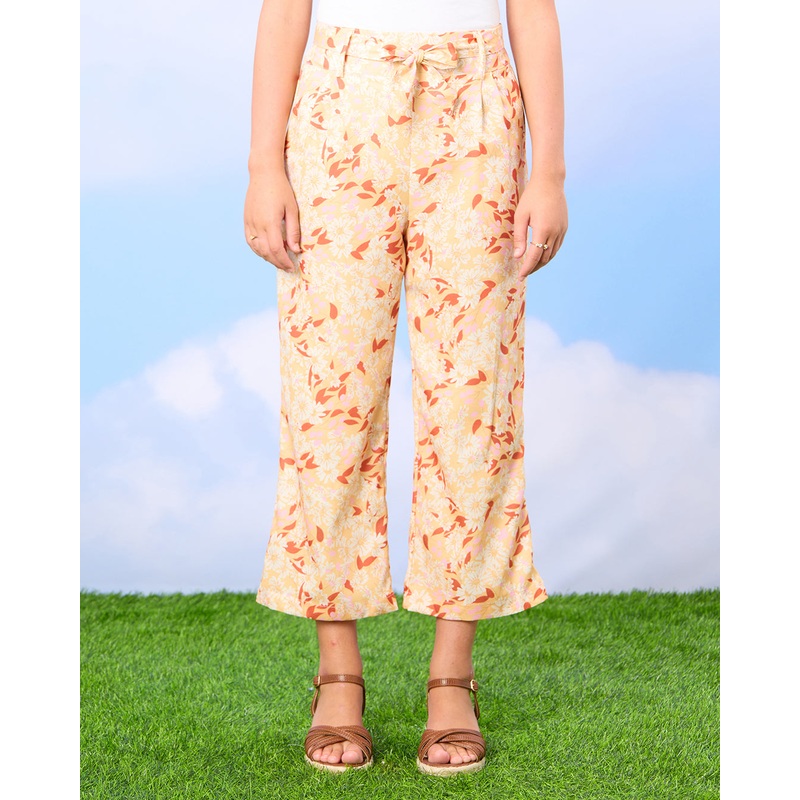 Senior Girls Apricot Printed Casual Trousers