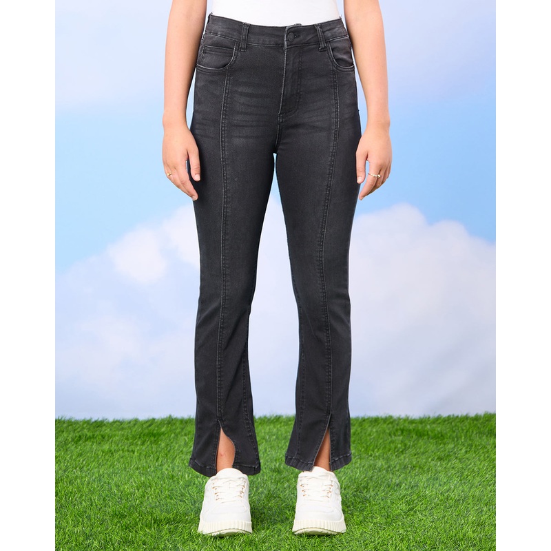 Senior Girls Black Flared With Front Slit
