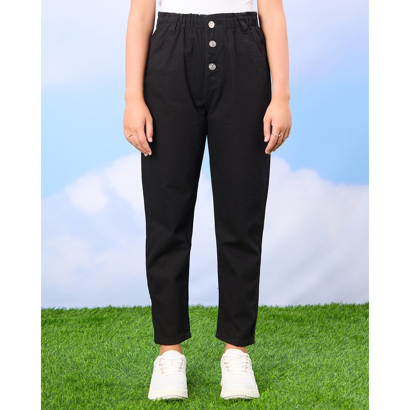 Senior Girls Black Mom Fit Jeans