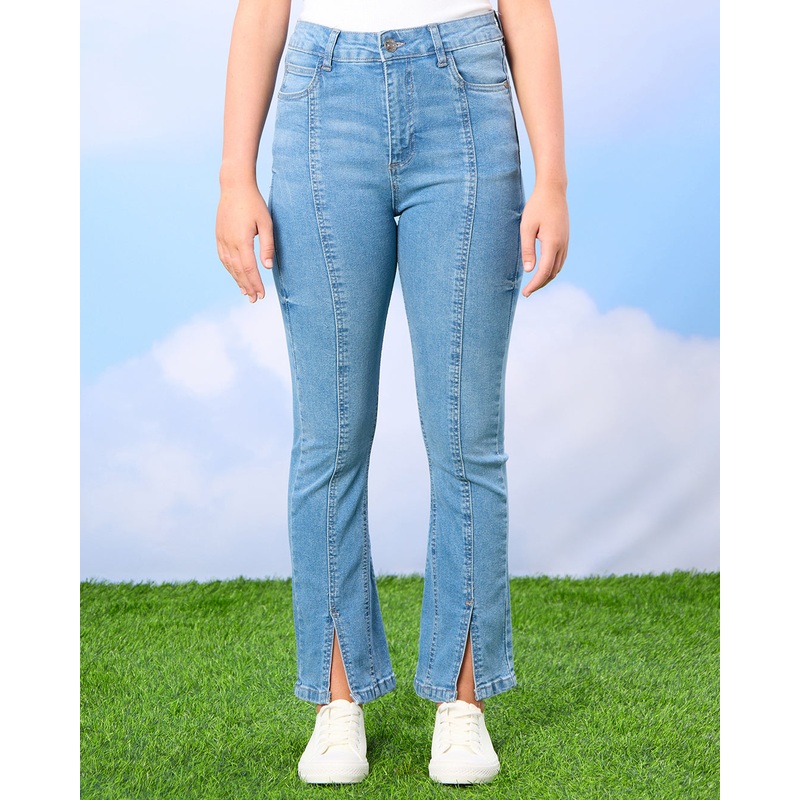 Senior Girls Blue Flared With Front Slit