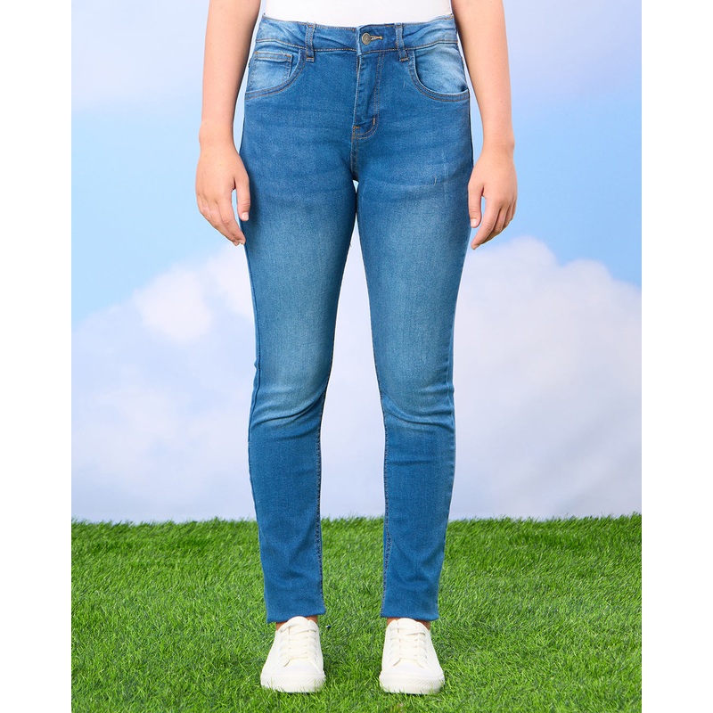 Senior Girls Blue Stretch Denim Jeans