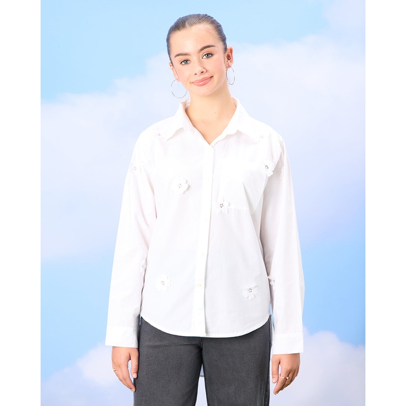 Senior Girls White Solid Shirt