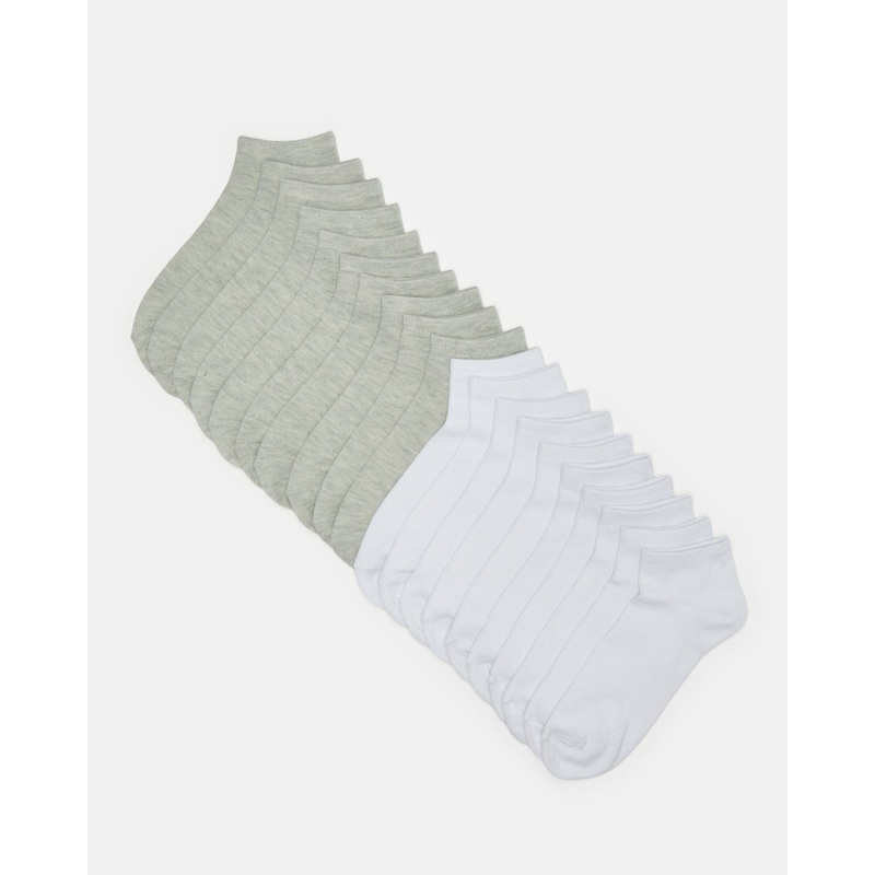 Women Grey And White Ankle Length Sports Socks (10 Pairs)