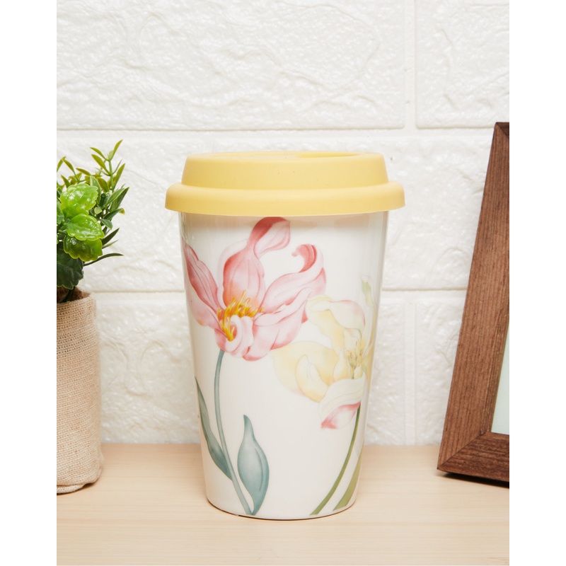 Yellow Travel Mug With Silicone Lid