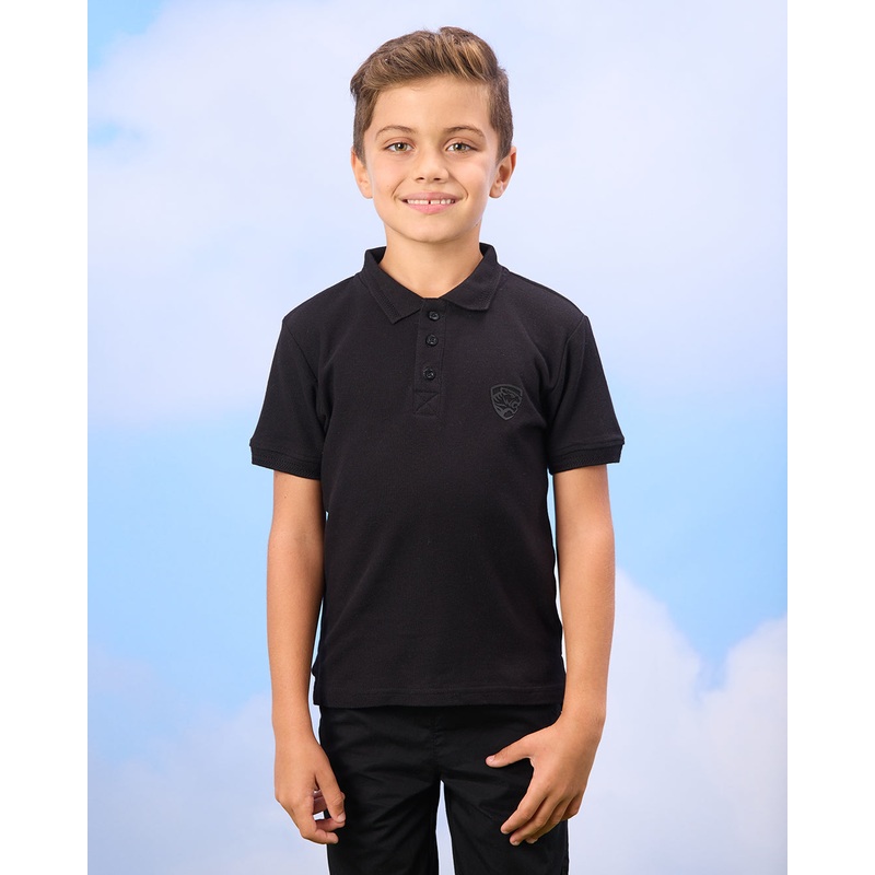 Boys Black Solid Polo Shirt|2-3 Years|3-4 Years|4-5 Years|5-6 Years|6-7 Years|7-8 Years