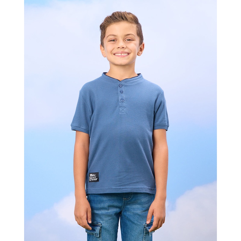 Boys Blue Mandarin Polo Shirt|2-3 Years|3-4 Years|4-5 Years|5-6 Years|6-7 Years|7-8 Years