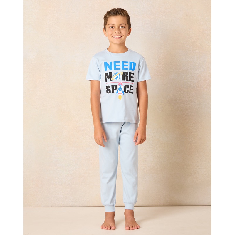 Boys Blue Space Print Pyjama Set (2 Piece)