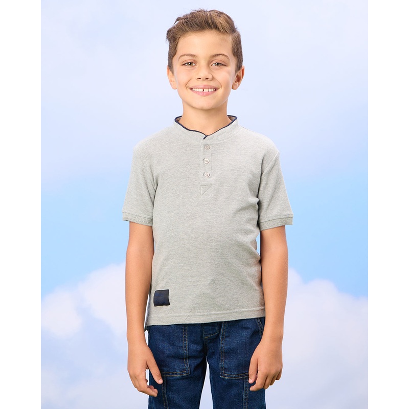 Boys Grey Mandarin Polo Shirt|2-3 Years|3-4 Years|4-5 Years|5-6 Years|6-7 Years|7-8 Years
