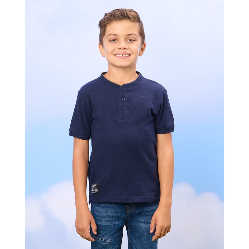 Boys Navy Mandarin Polo Shirt|2-3 Years|3-4 Years|4-5 Years|5-6 Years|6-7 Years|7-8 Years