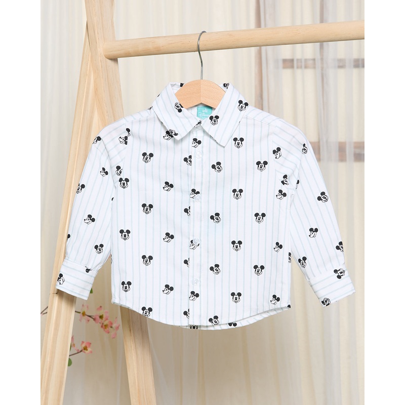 Infant Boy Blue Mickey Mouse Print Shirt