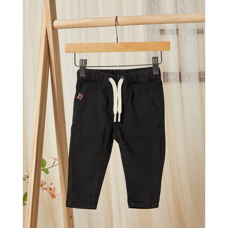 Infant Boys Black Denim Pull On Jeans