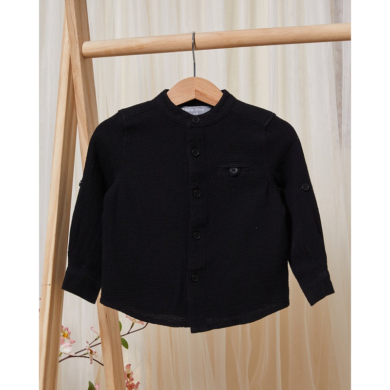 Infant Boys Black Mandarin Casual Shirt