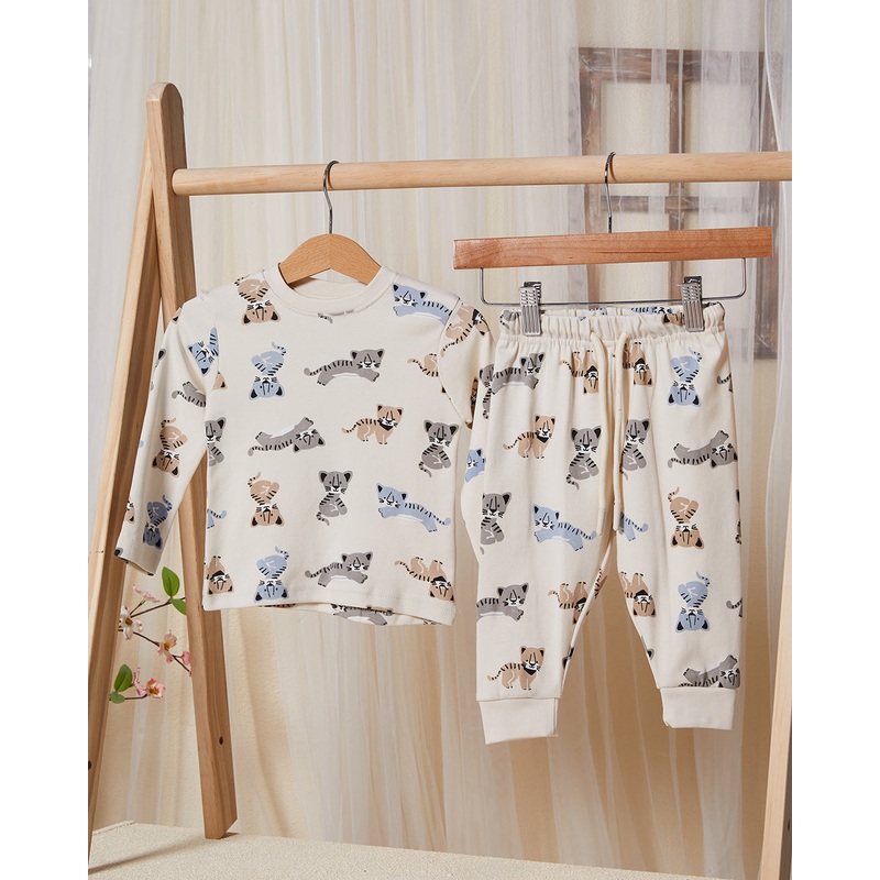 Infant Boys Cream Animal Print Pyjama Set (2 Piece)