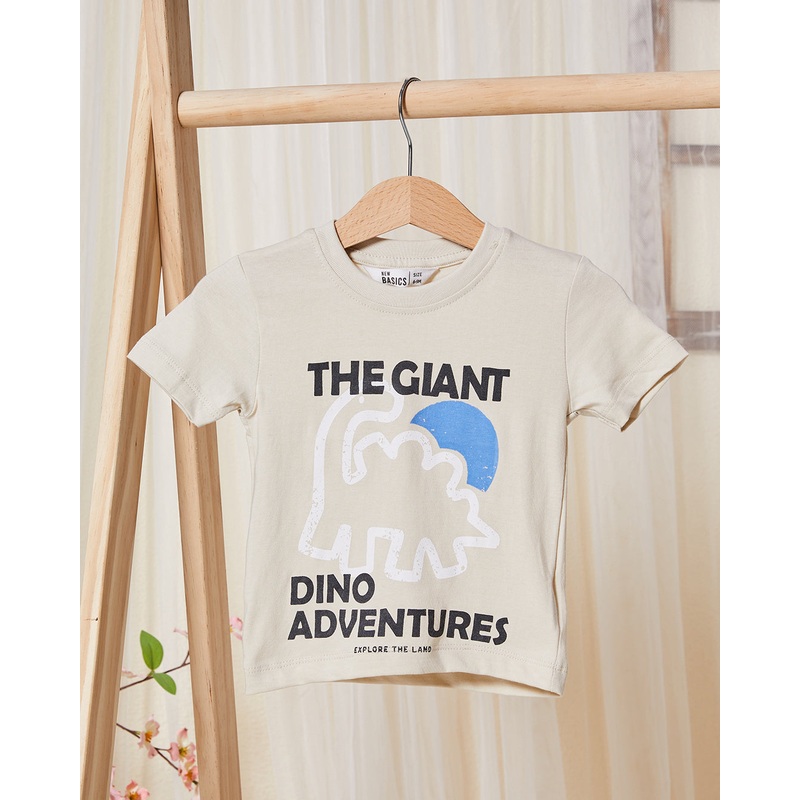 Infant Boys Ecru Printed T-Shirt