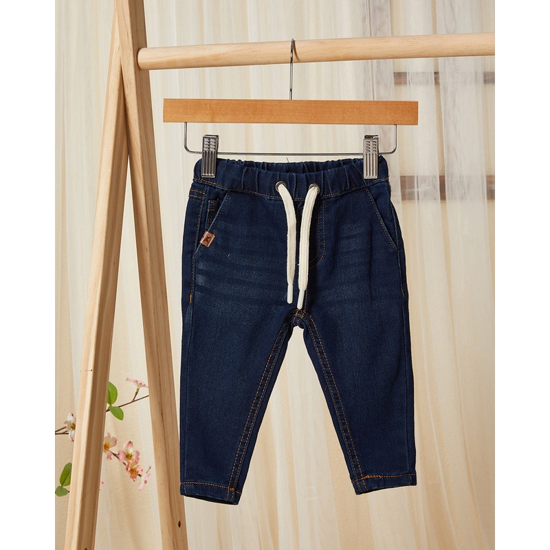Infant Boys Navy Denim Pull On Jeans