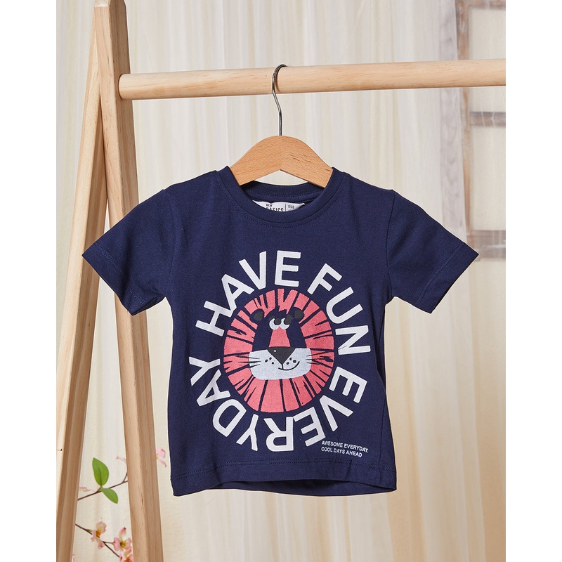 Infant Boys Navy Have Fun Everyday Print T-Shirt