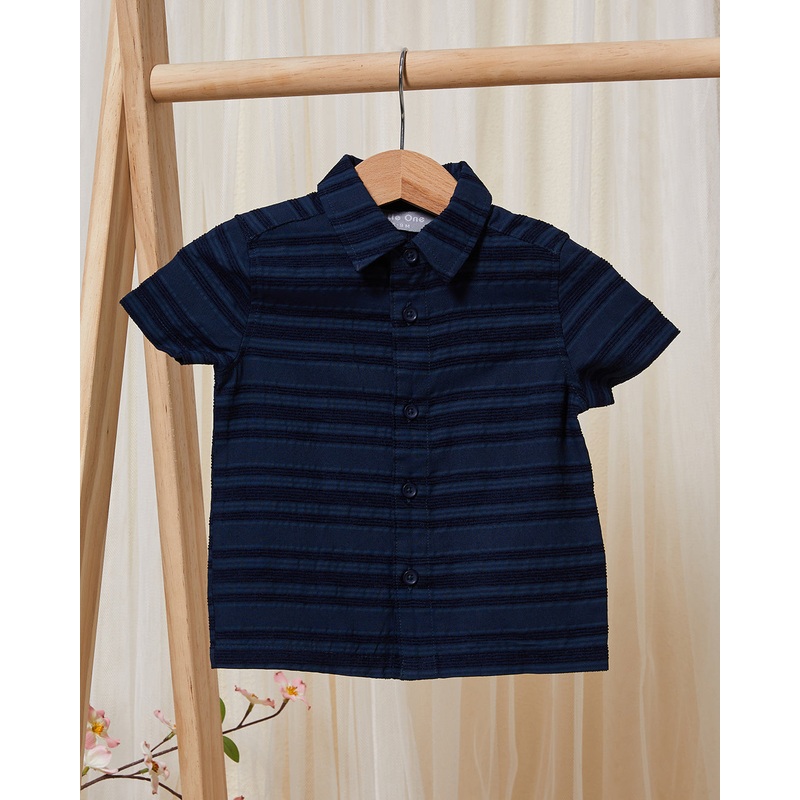 Infant Boys Navy Striped Casual Shirt