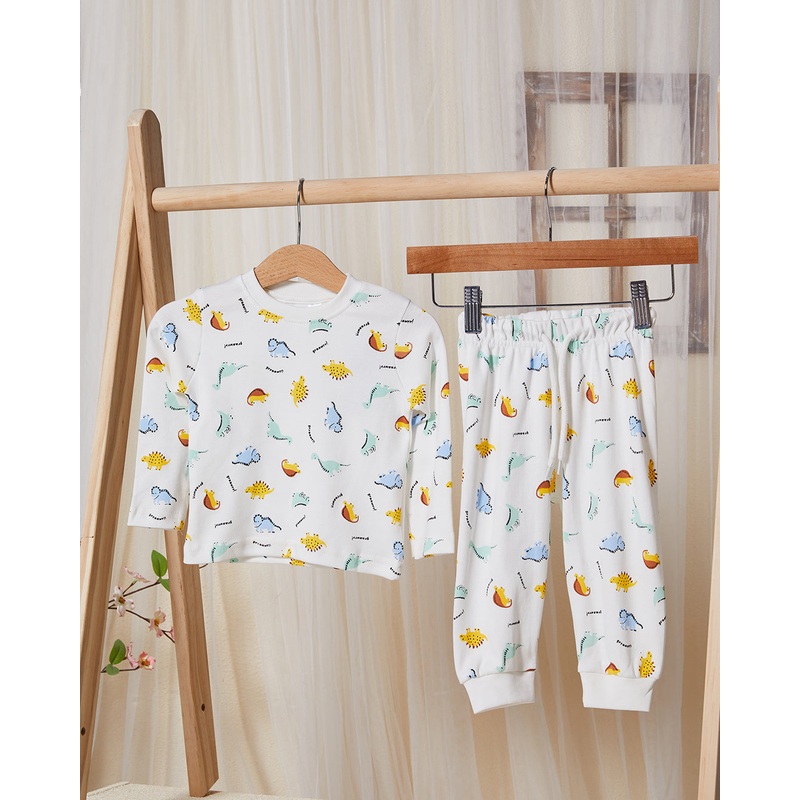 Infant Boys White Printed Pyjama Set (2 Piece)