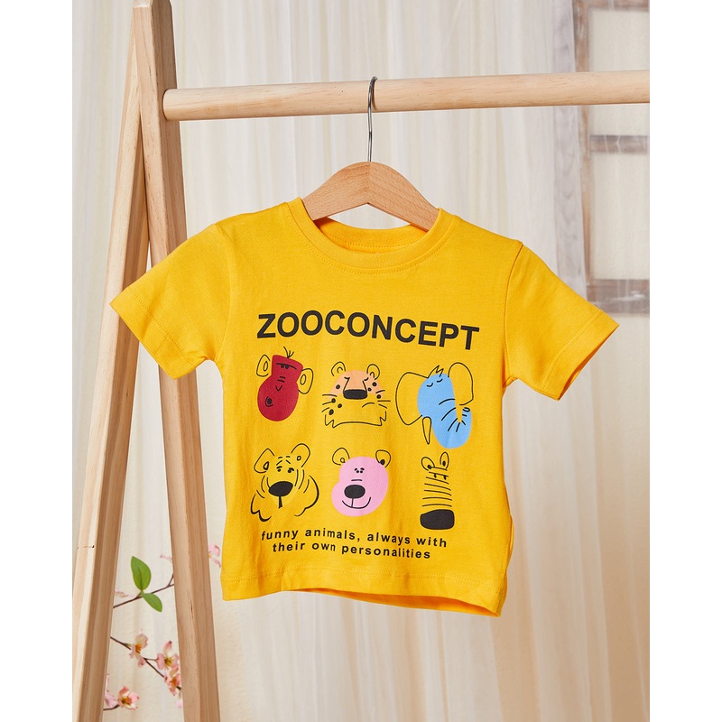 Infant Boys Yellow Printed Short Sleeved T-Shirt