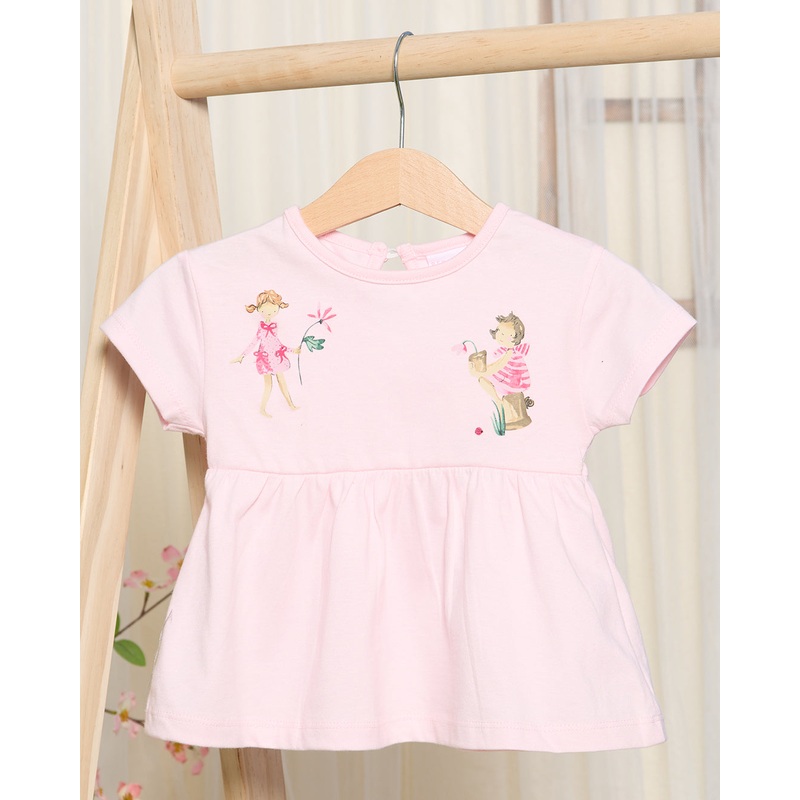 Infant Girls Pink Blouse With Girl Print