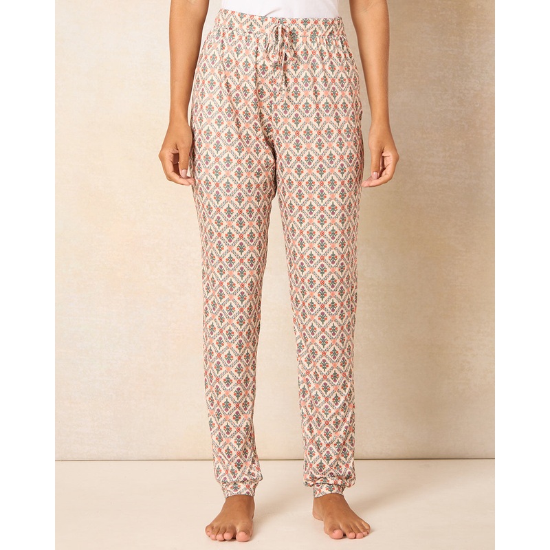 Woman Beige Printed Pyjama Bottom