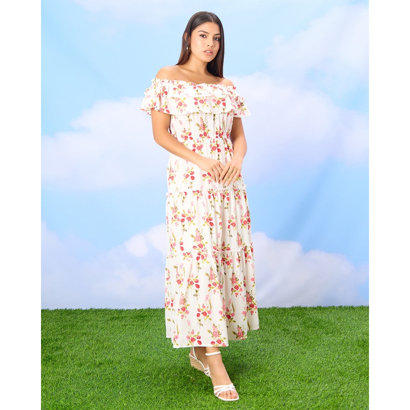 Women Cream Printed Dress|UK8|UK10|UK12|UK14|UK16|UK18
