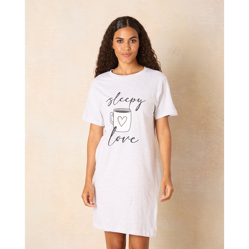 Women Grey Printed Nightshirt|UK10|UK12|UK14|UK16|UK18|UK20