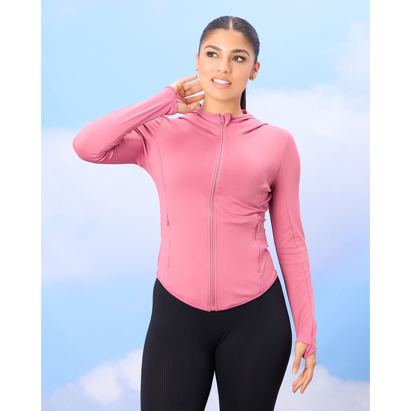 Women Pink Hooded Active Jacket