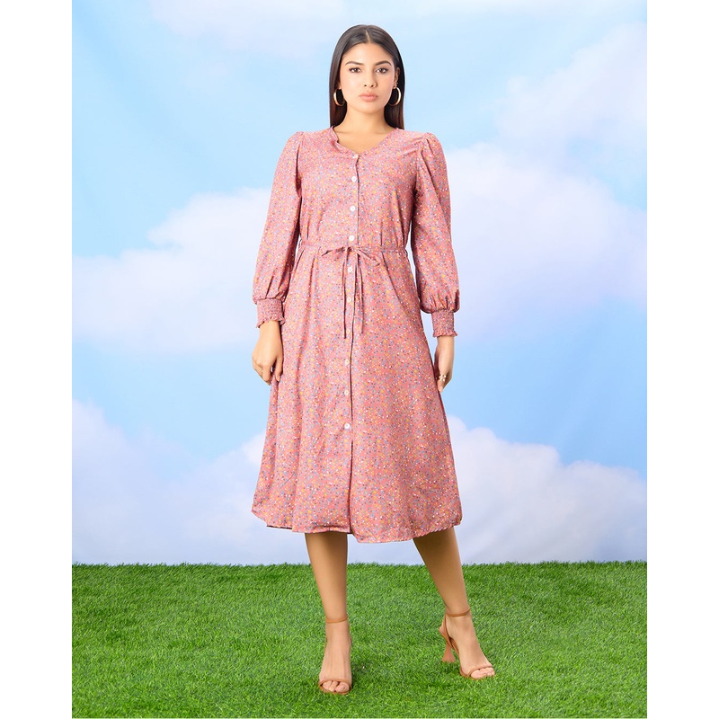 Women Pink Printed Casual Dress