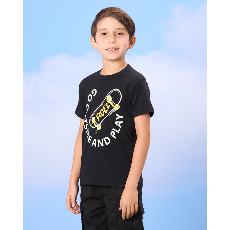 Boys Black Play Print T-Shirt|2-3 Years|3-4 Years|4-5 Years|5-6 Years|6-7 Years|7-8 Years