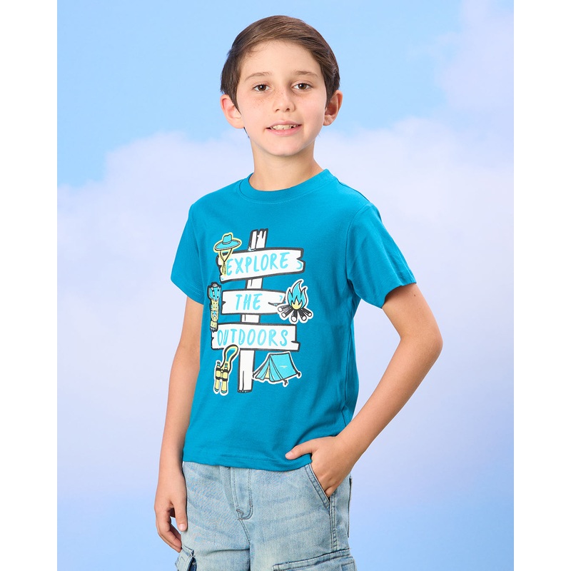Boys Blue Explore Print T-Shirt