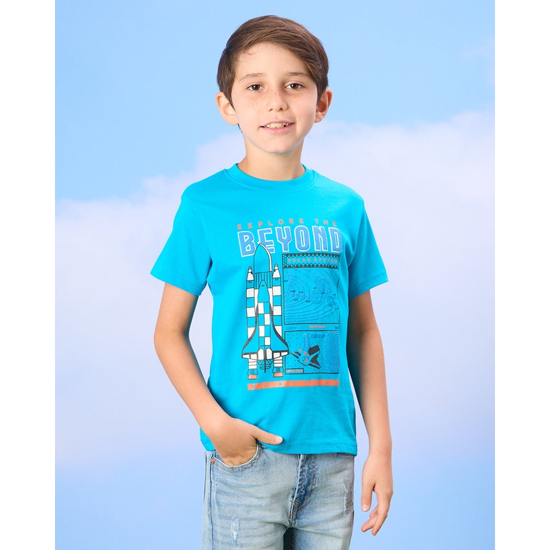 Boys Blue Explore the Beyond Print T-Shirt