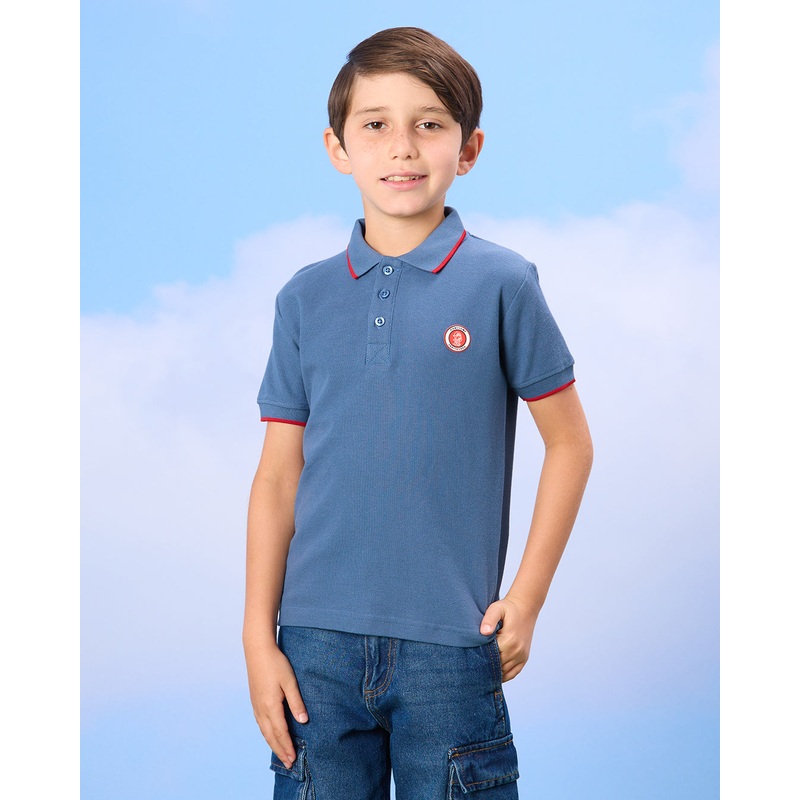 Boys Blue Short Sleeved Polo Shirt