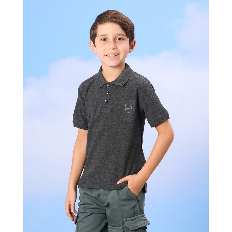 Boys Charcoal Collared Polo t-Shirt