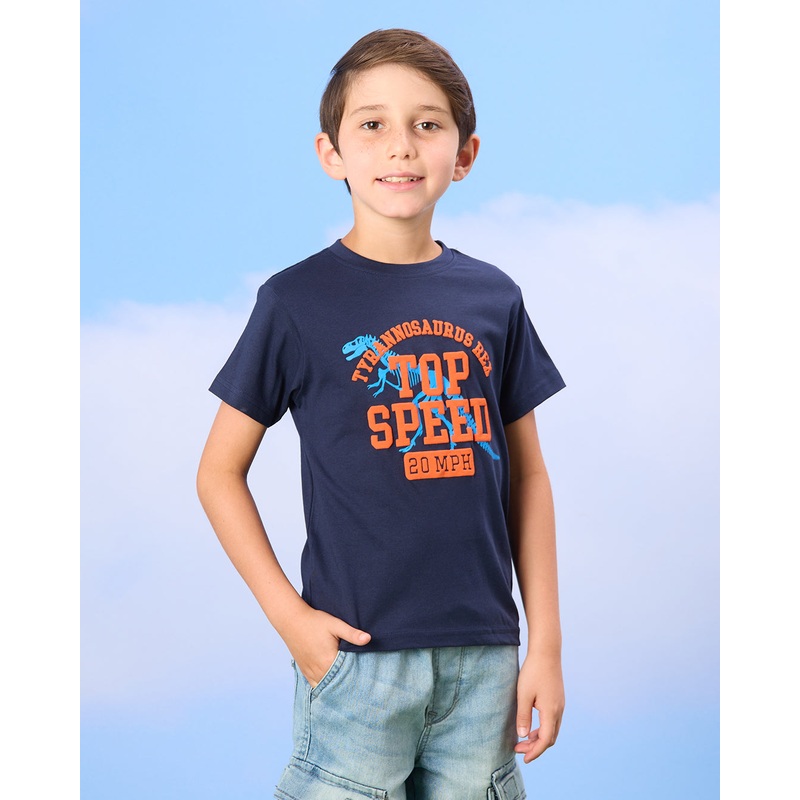 Boys Navy Top Speed Print T-Shirt