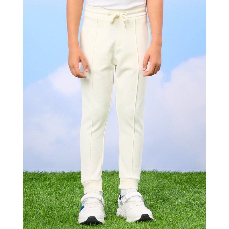 Boys White Minimalist Track Pants