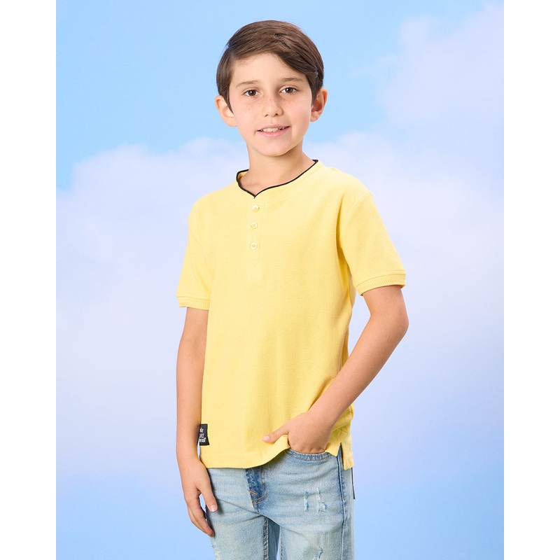 Boys Yellow Mandarin Collared Polo t-Shirt