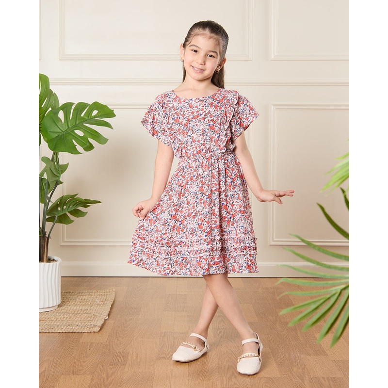 Girls Multicolour Floral Print Dress