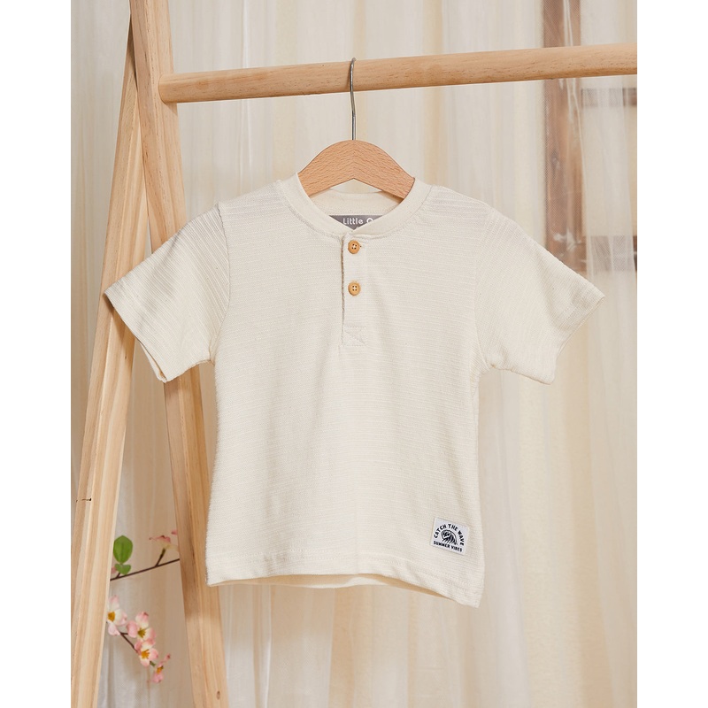 Infant Boys Beige Jacquard T-Shirt