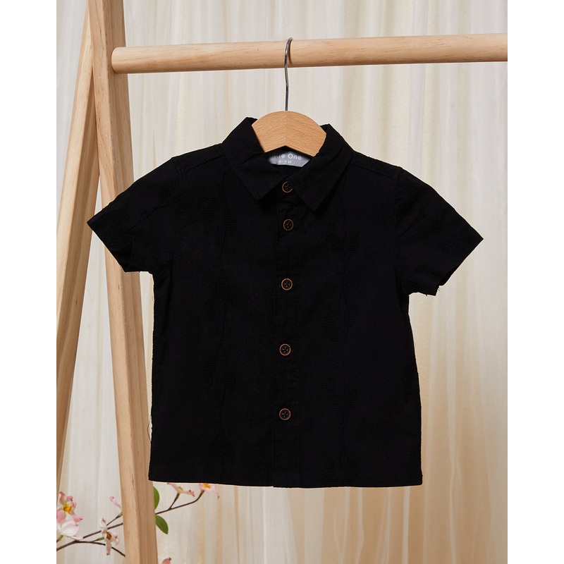 Infant Boys Black Collared Casual Shirt