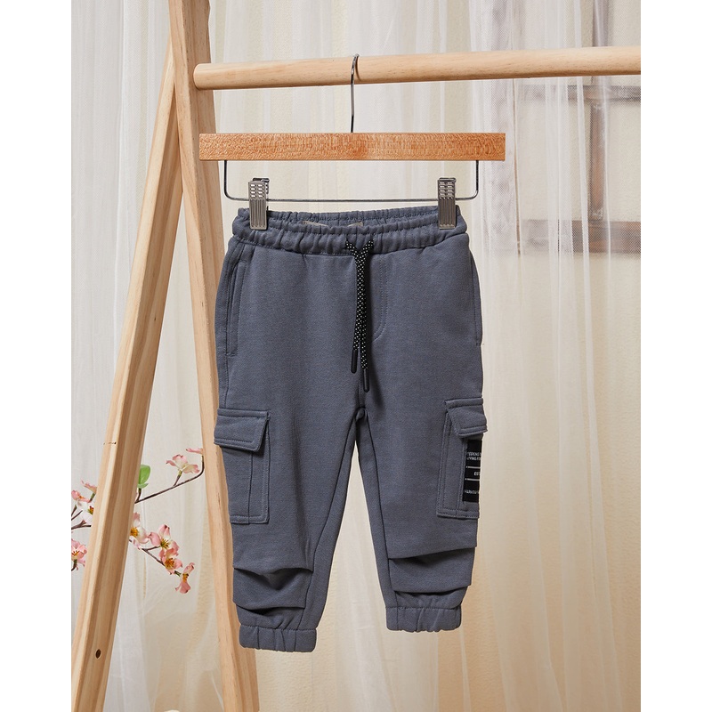 Infant Boys Grey Track Pants With Cargo Pocket