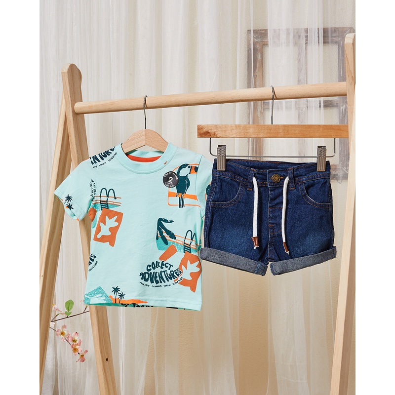 Infant Boys Navy And Blue T-Shirt And Shorts Set (2 Piece)