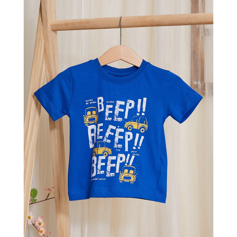 Infant Boys Navy Beep Print T-Shirt